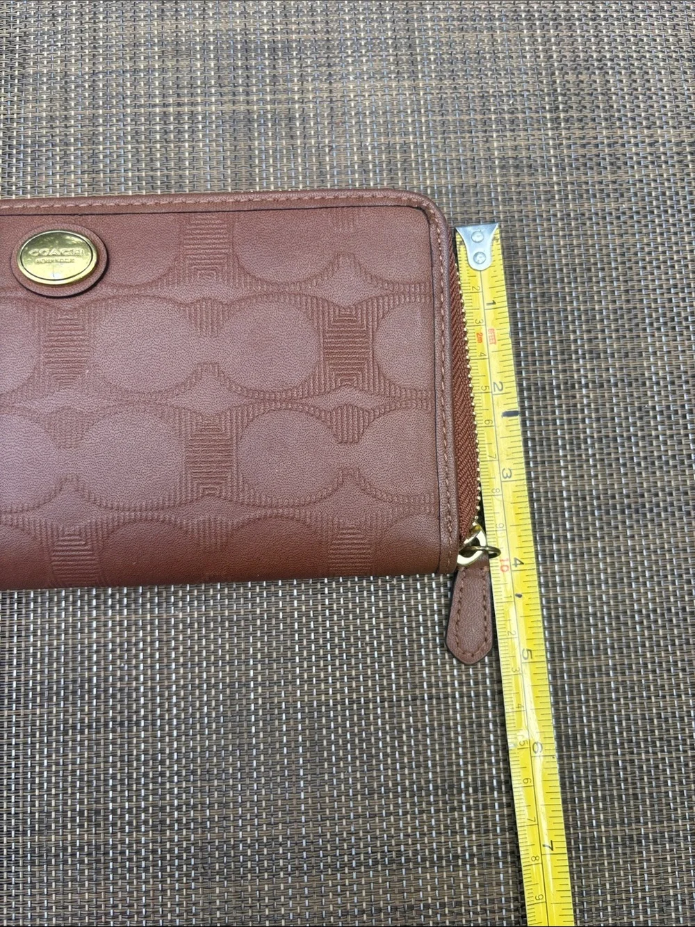 Coach Embossed Leather Accordian Zip Wallet